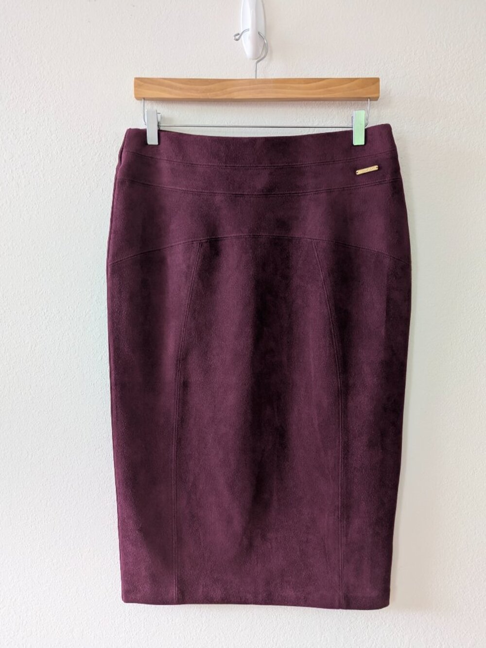 NWT Marc New York Faux Suede Pencil Skirt M Syrah Full Control Waistband